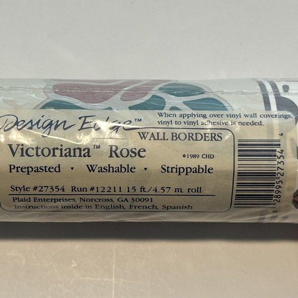 Vintage 1989 Design Edge Decorative Wall Border Wallpaper 27354 Victoriana Rose - Picture 3 of 9